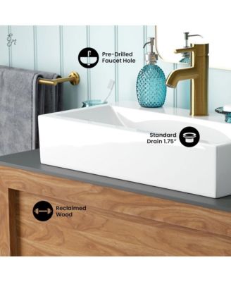 Rennes 36" Freestanding Bathroom Vanity in Natural Teak with Sink Top