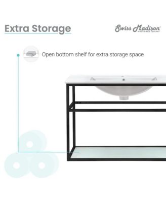 Pierre 30" Stainless Steel Single, Open Shelf, Metal Frame Bathroom Vanity