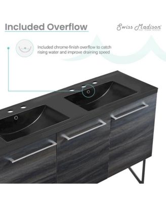 60 in. Double Basin Bathroom Vanity, 3-Hole Artificial Stone Sink Top