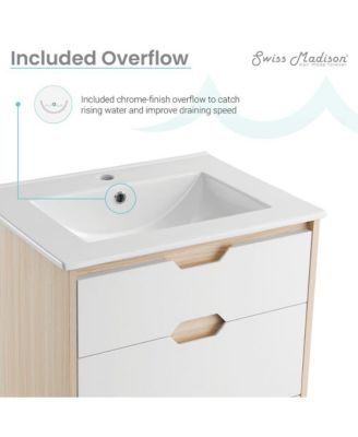 Brusque 24" Freestanding Bathroom Vanity in Natural Oak with Sink Top