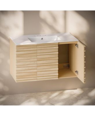 36" Wall-Mounted 3-Hole Widespread Sink Top Bathroom Vanity