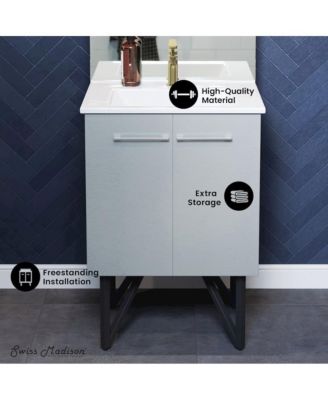 Annecy 24" Freestanding Bathroom Vanity in Gray with Sink Top