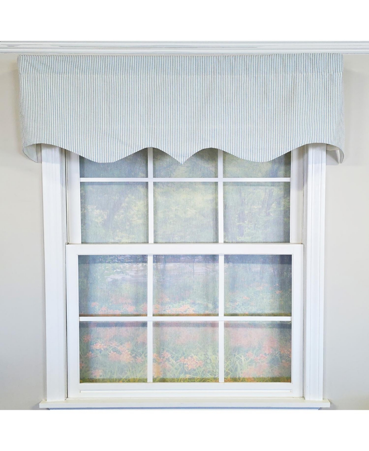 Rlf Home 100% Cotton Seersucker Regal With Poly/Cotton Ivory lining Rod Pocket Valance 50" x 16" Blue