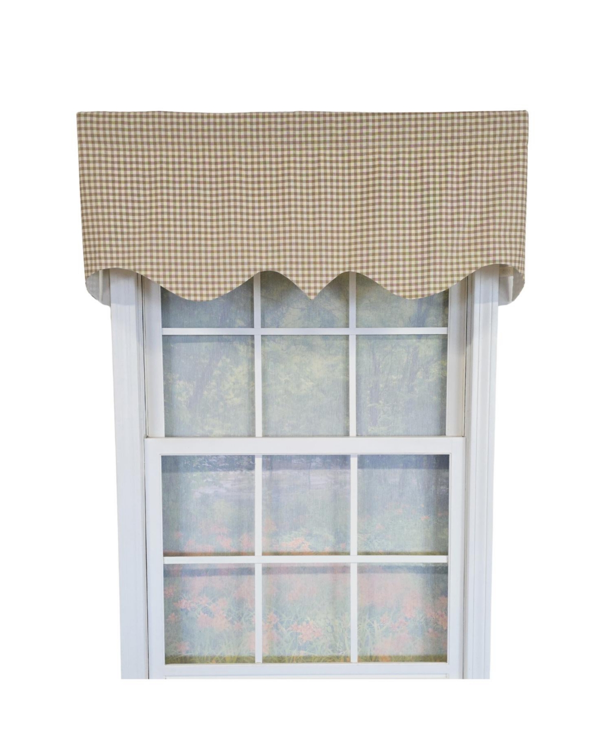 Rlf Home 100% Cotton Gingham Regal With Poly/Cotton Ivory lining Rod Pocket Valance 50" x 15" Tan