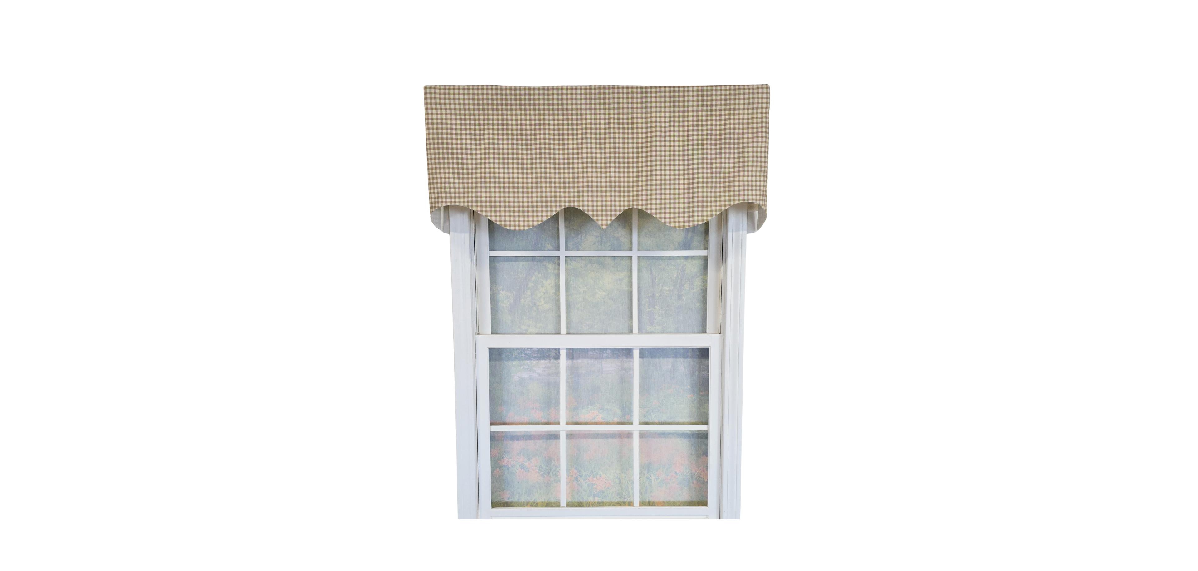 Rlf Home 100% Cotton Gingham Regal With Poly/Cotton Ivory lining Rod Pocket Valance 50" x 15" Tan