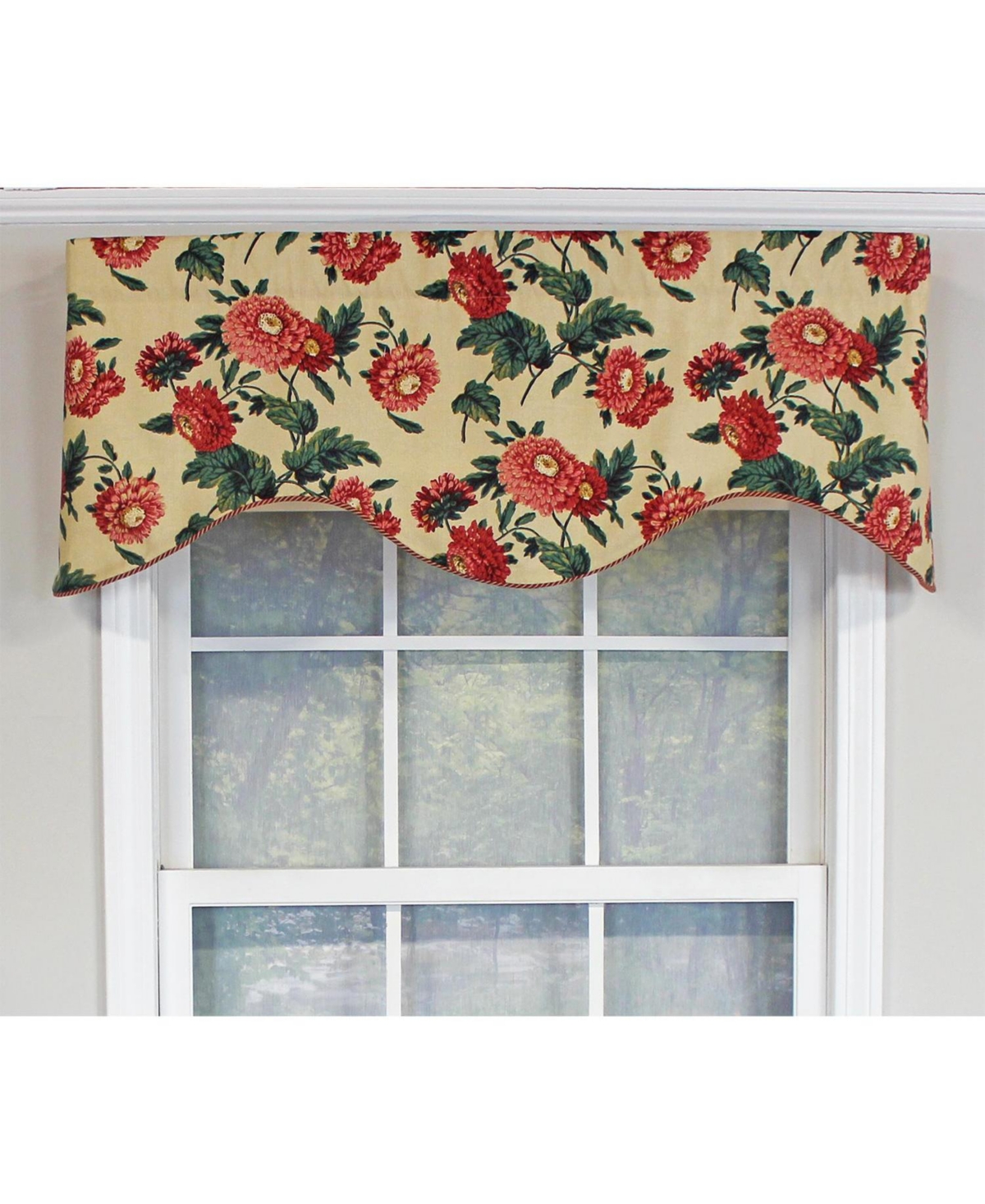 Rlf Home Ennis Corded Cornice 100% Cotton with Fully Lined 3" Rod Pocket Valnance for Windows 50" x 17" Butter