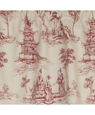 Naomi Toile Tailored 100% Cotton with Fully Lined 3" Rod Pocket Valnance for Windows 50" x 14" Red