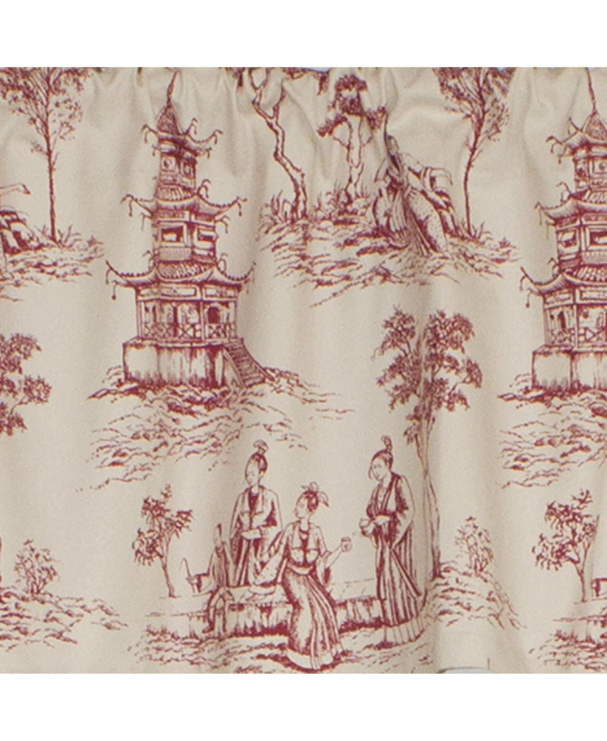 Rlf Home Naomi Toile Tailored 100% Cotton with Fully Lined 3" Rod Pocket Valnance for Windows 50" x 14" Red