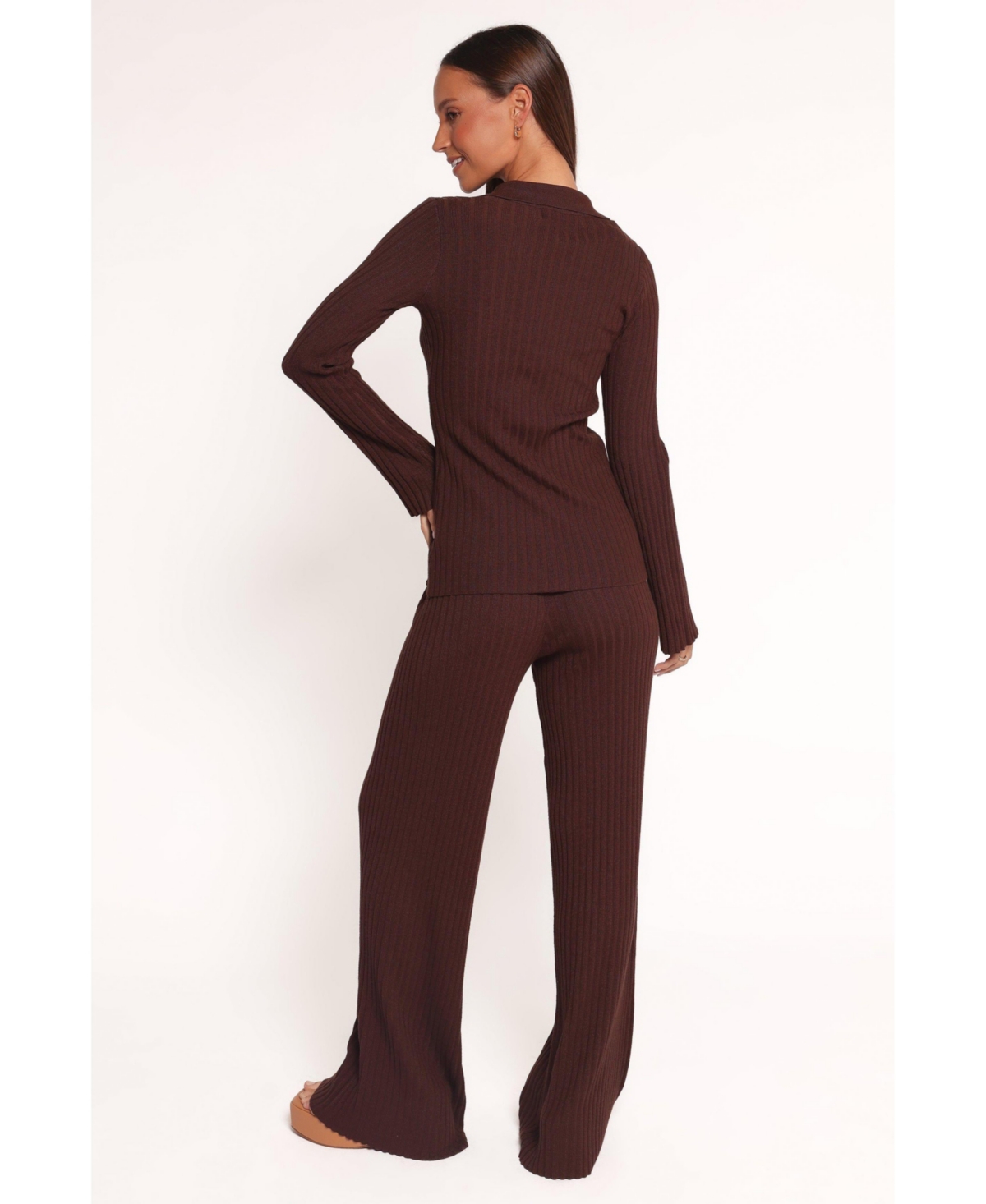 Petal and Pup Women's Aylia Ribbed Knit Set - Chocolate