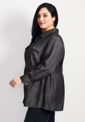 Women's Plus Size Denim Tiered Shirt