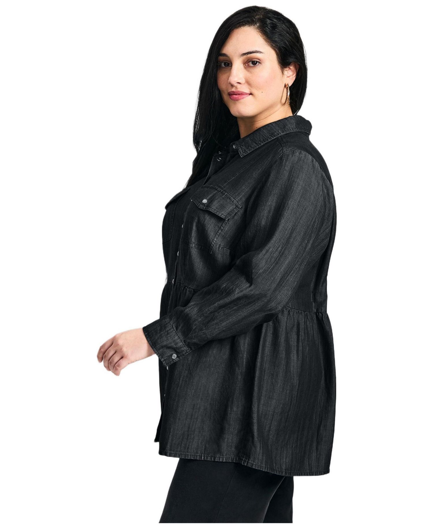 Women's Plus Size Denim Tiered Shirt