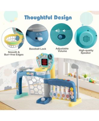 5 in 1 Toddler Sports Toy with Adjustable Basketball Hoop for Baby Boys Girls 18 Months+