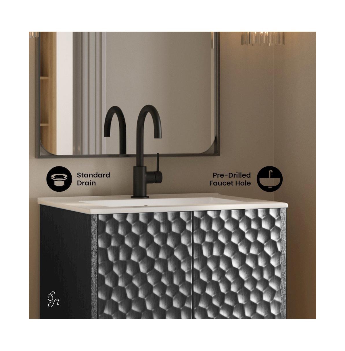 Swiss Madison Bosse 24" Freestanding Bathroom Vanity in Black Oak with Sink Top