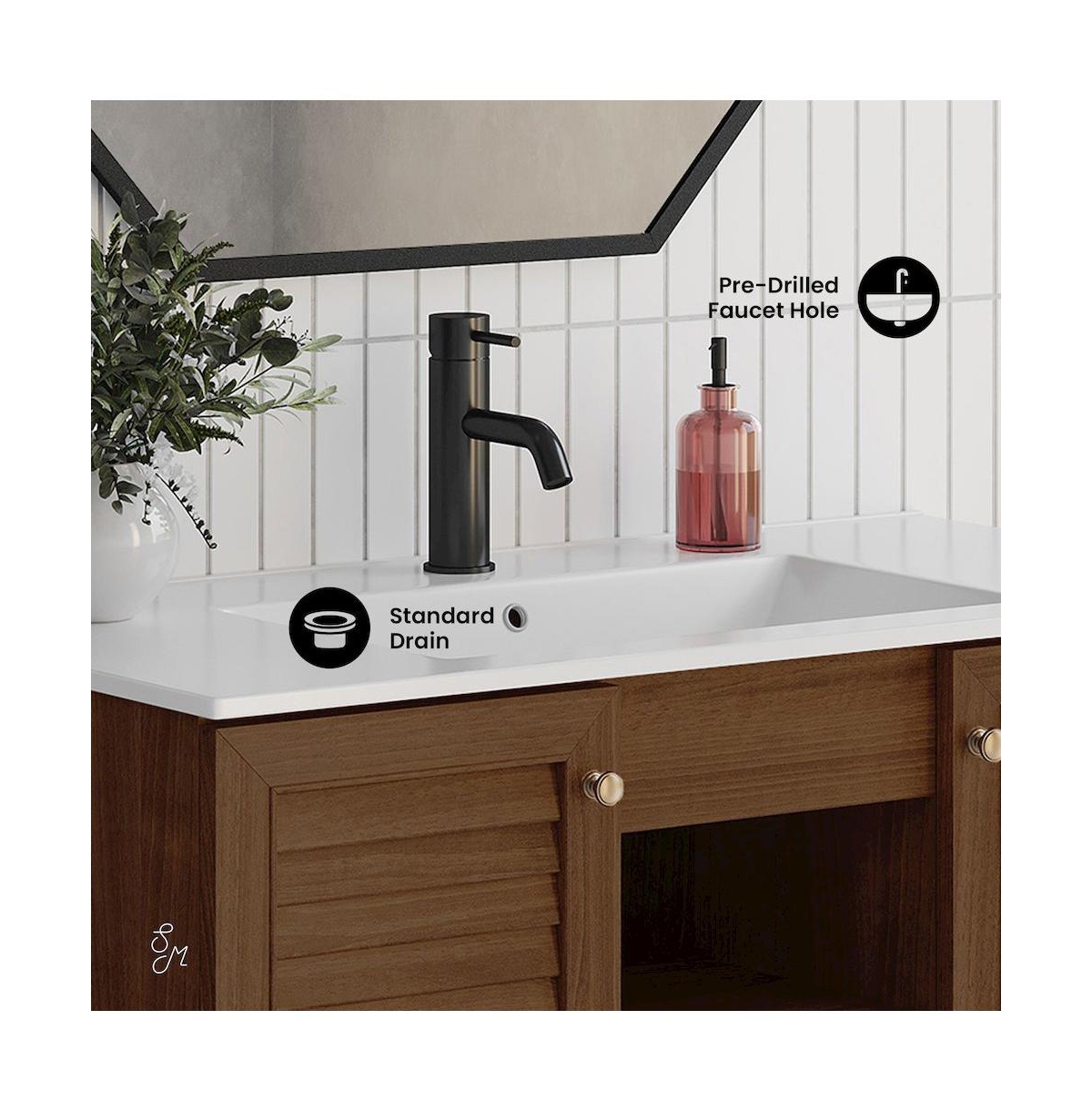 Swiss Madison Bron 36" Freestanding Bathroom Vanity in Brown Oak with Sink Top