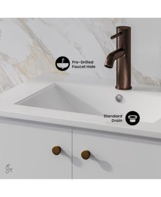 24" Freestanding Bathroom Vanity in White with Sink Top