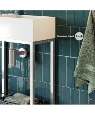 Pierre 19.5 Single, Freestanding, Open Shelf, Chrome Metal Frame Bathroom Vanity