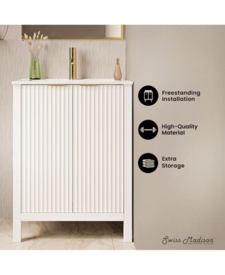 Bastille 24" Freestanding Bathroom Vanity in White with Sink Top