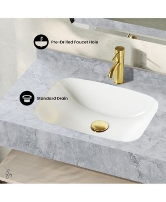 Avancer 36" Wall-Mounted Bathroom Vanity in White Oak with Storm Gray Sink Top