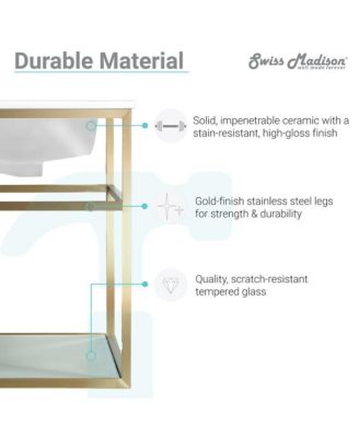 Pierre 48 Single, Open Shelf, Gold Metal Frame Bathroom Vanity