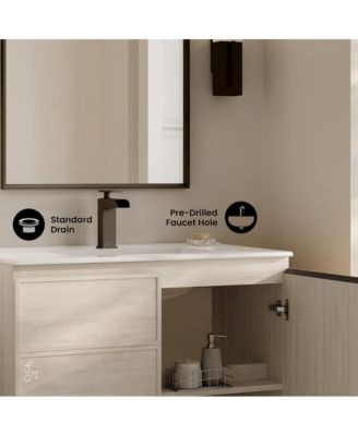 St. Tropez 36" Freestanding Bathroom Vanity in White Oak with Sink Top