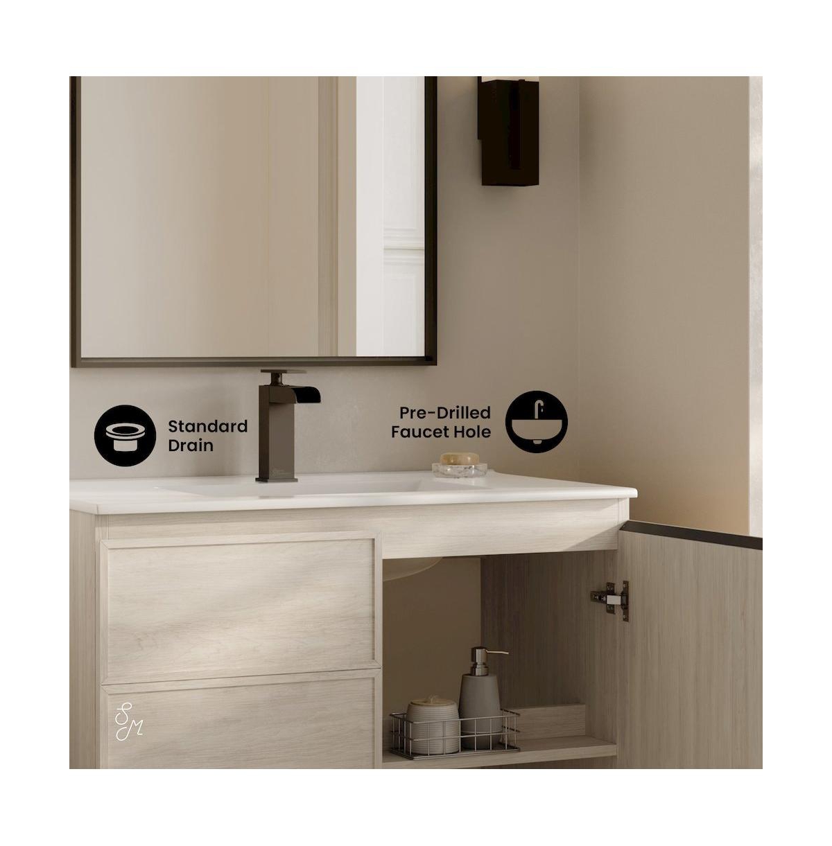 Swiss Madison St. Tropez 36" Freestanding Bathroom Vanity in White Oak with Sink Top