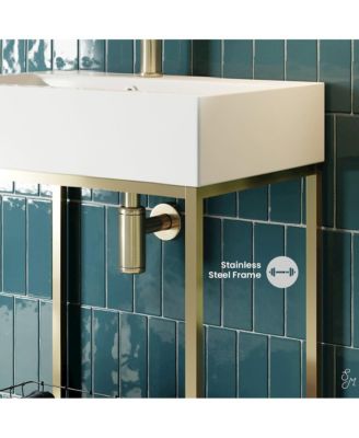 Pierre 24 Single, Freestanding, Open Shelf, Gold Metal Frame Bathroom Vanity