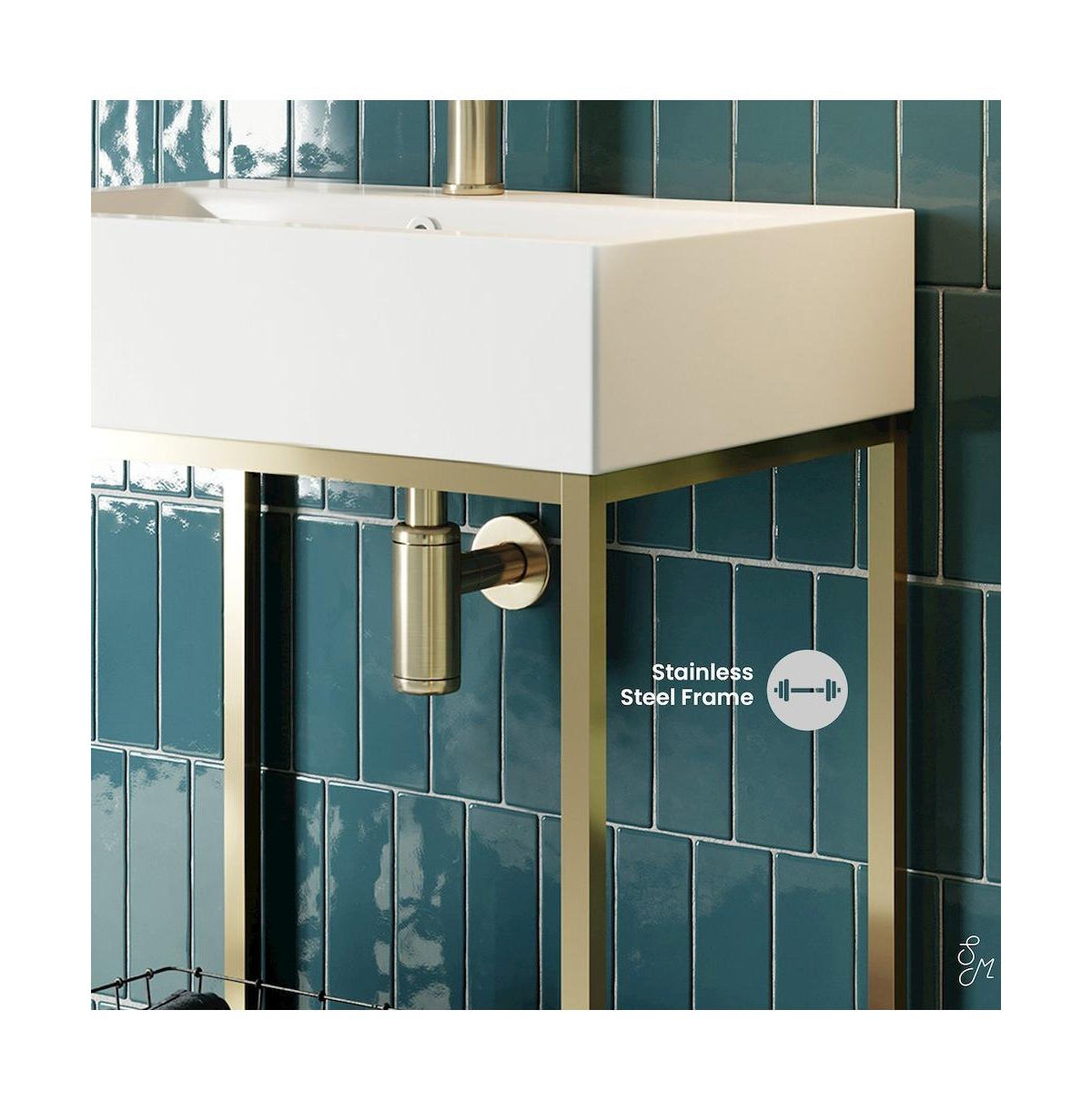 Swiss Madison Pierre 24 Single, Freestanding, Open Shelf, Gold Metal Frame Bathroom Vanity