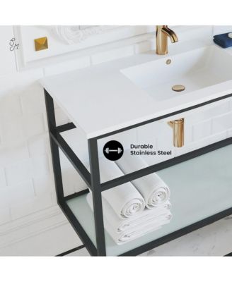 Pierre 36 Single, Metal Frame, Open Shelf, Bathroom Vanity