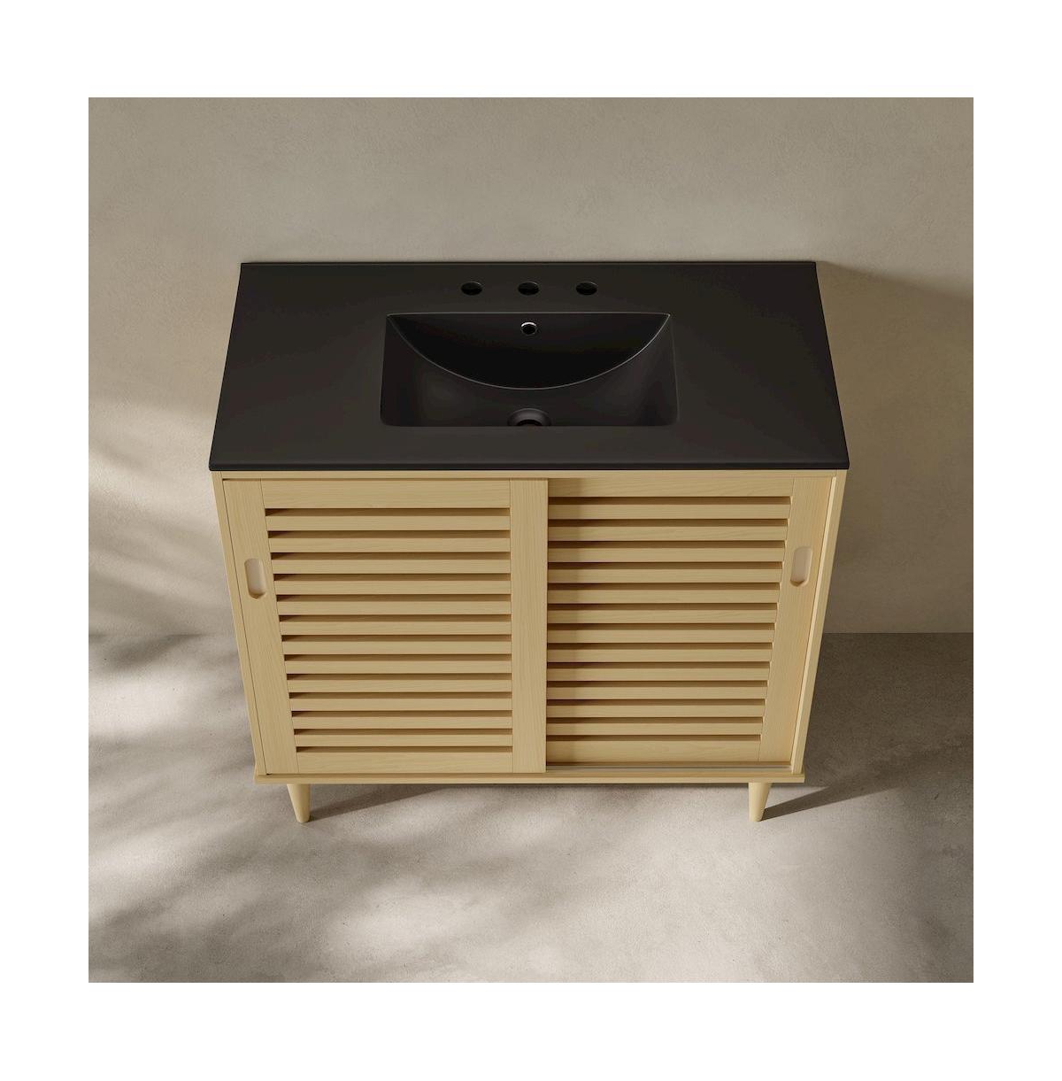 Swiss MadisonDelice 36" Freestanding Bathroom Vanity, Black 3-Hole Widespread Sink Top