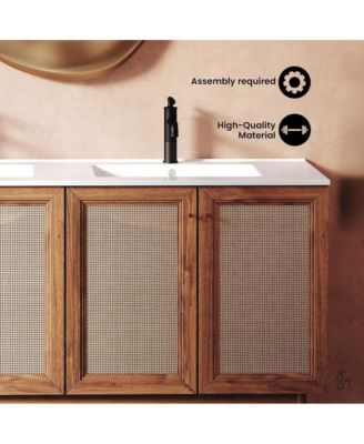 Classe 60" Freestanding Bathroom Vanity in Golden Oak with Double Basin Sink Top