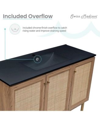 Classe 48" Freestanding Bathroom Vanity in Golden Oak with Black Sink Top