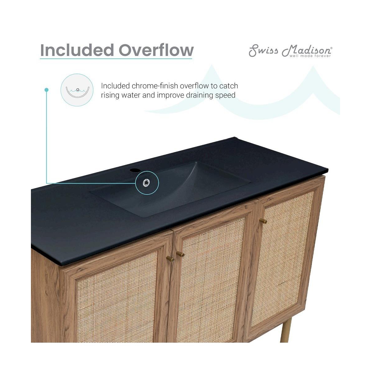 Swiss Madison Classe 48" Freestanding Bathroom Vanity in Golden Oak with Sink Top