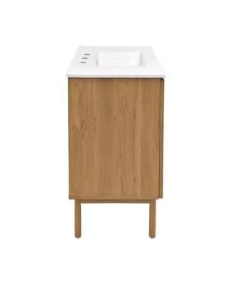 36" Freestanding Bathroom Vanity in Golden Oak with 3-Hole Widespread Sink Top