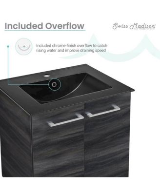 Annecy 24 in. Black Walnut Bathroom Vanity With Black Ceramic Sink Top