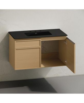 36" Wall-Mounted Bathroom Vanity, 3-Hole Widespread Sink Top