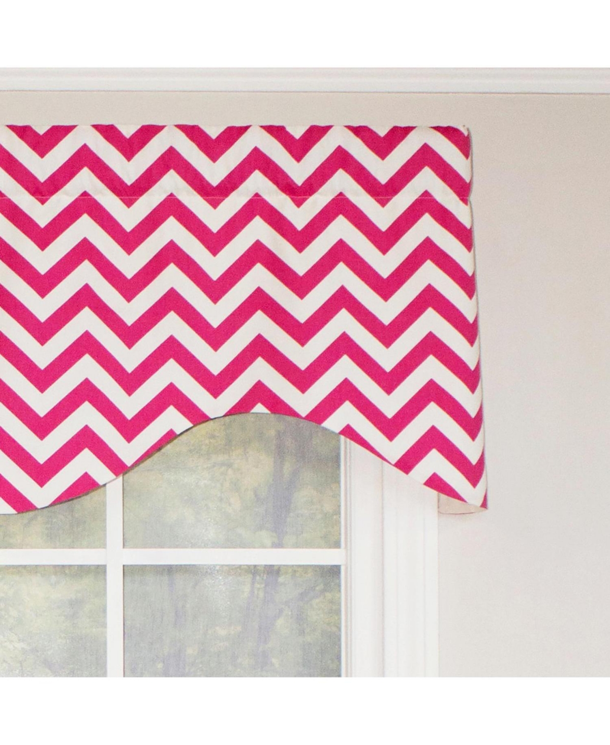 Rlf Home Zig Zag Cornice 100% Cotton with Fully Lined 3" Rod Pocket Valnance for Windows 50" x 17" Lipstick