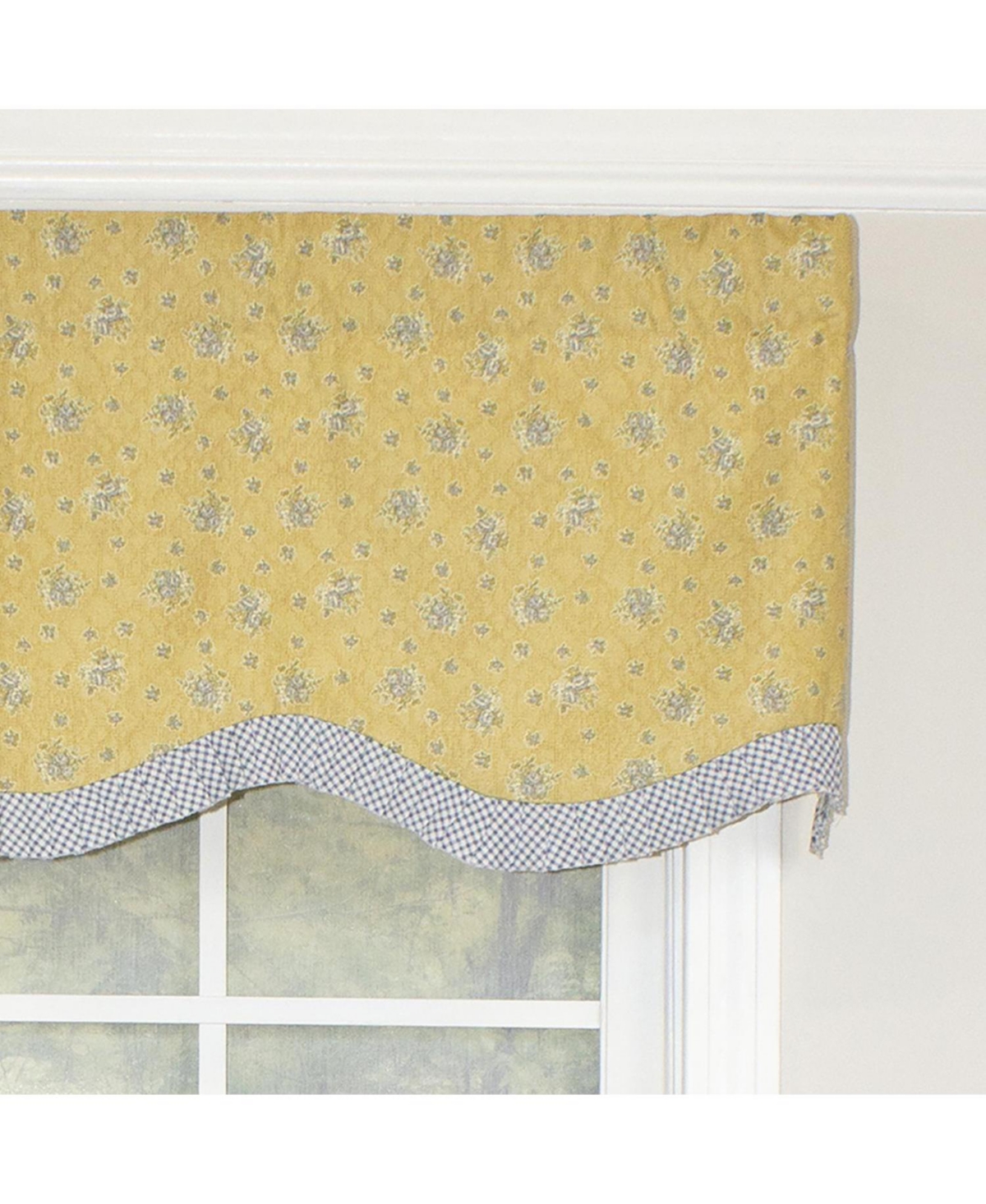 Rlf Home Freida Ruffled Provance 100% Cotton with Fully Lined 3" Rod Pocket Valnance for Windows 50" x 15" Cornflower