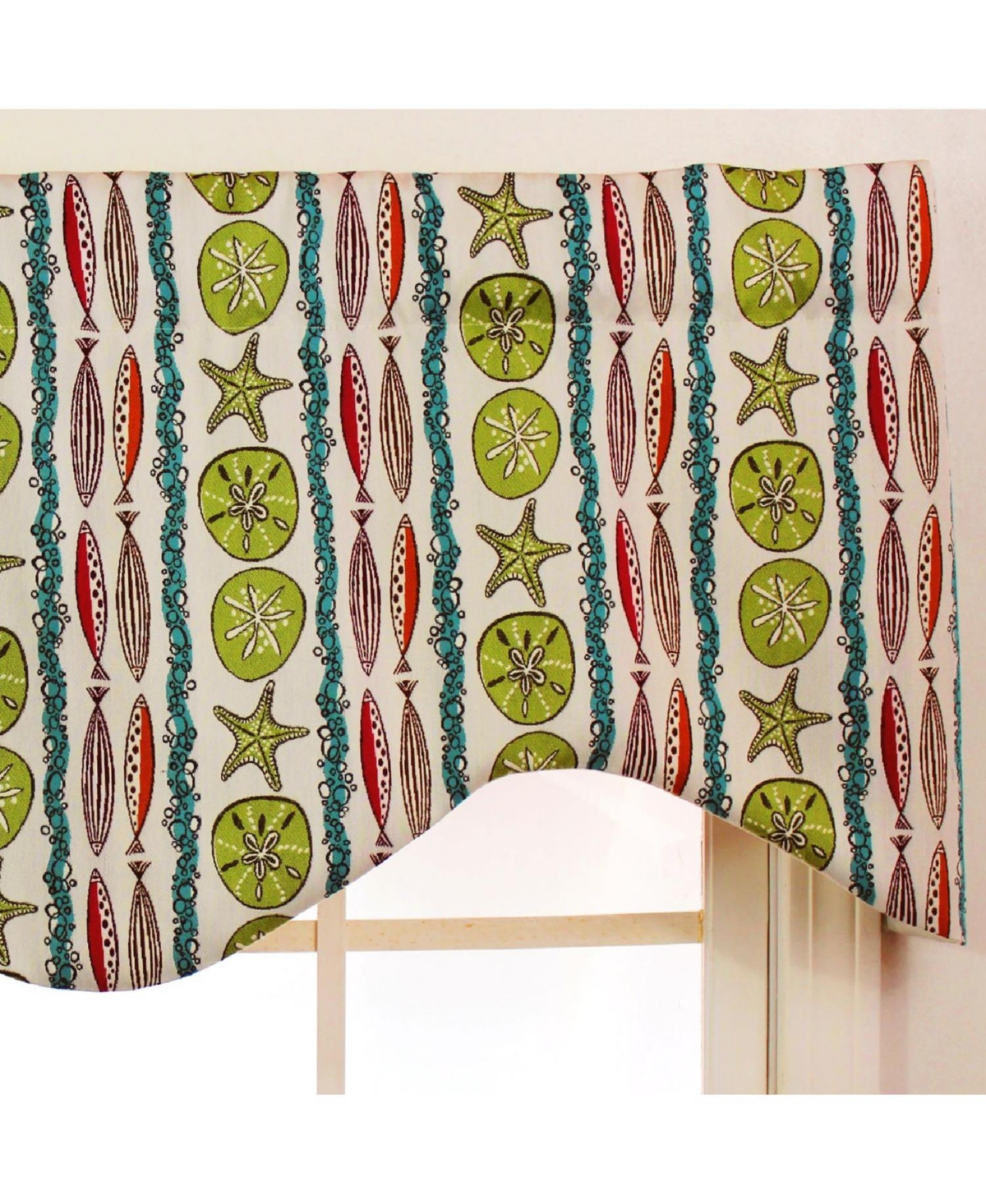 Rlf Home Sea Walk Cornice 100% Cotton with Fully Lined 3" Rod Pocket Valnance for Windows 50" x 17" Multi