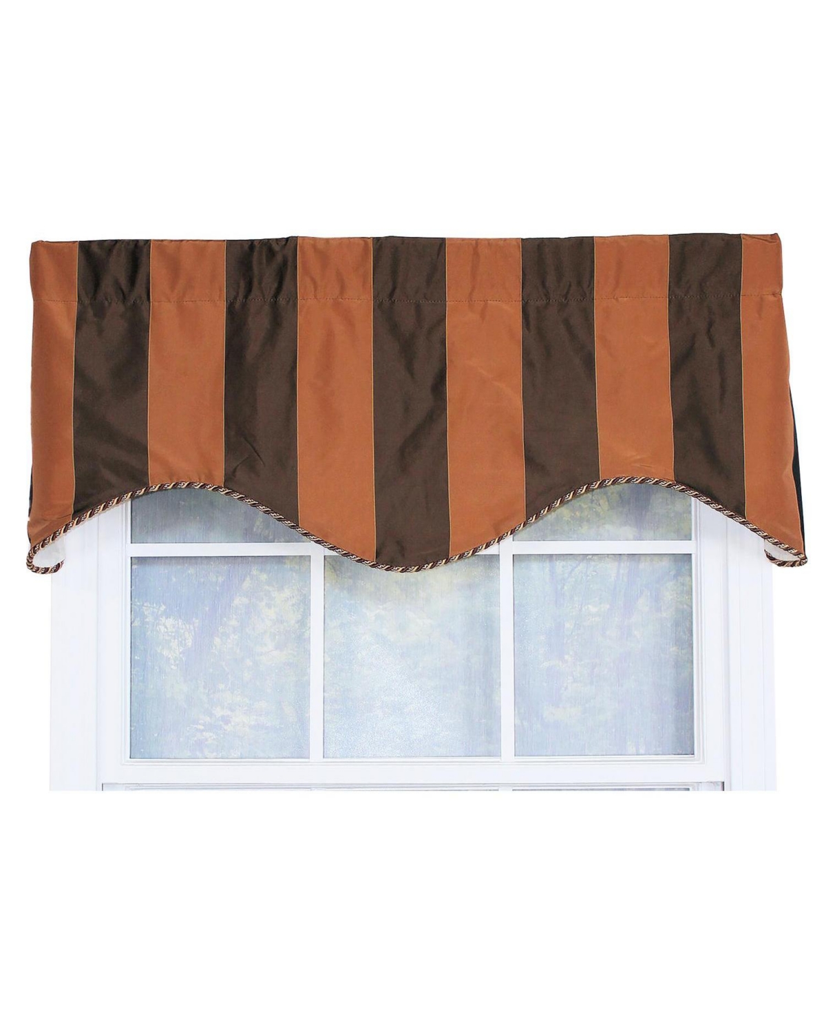 Rlf Home Pascal Corded Cornice 100% Cotton with Fully Lined 3" Rod Pocket Valnance for Windows 50" x 17" Chocolate