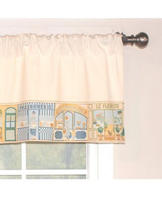 Jour De Shopping Banded 100% Cotton with Fully Lined 3" Rod Pocket Valnance for Windows 50" x 15" Ivory
