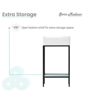 Pierre 19.5 Single, Freestanding, Open Shelf, Matte Black Frame Bathroom Vanity