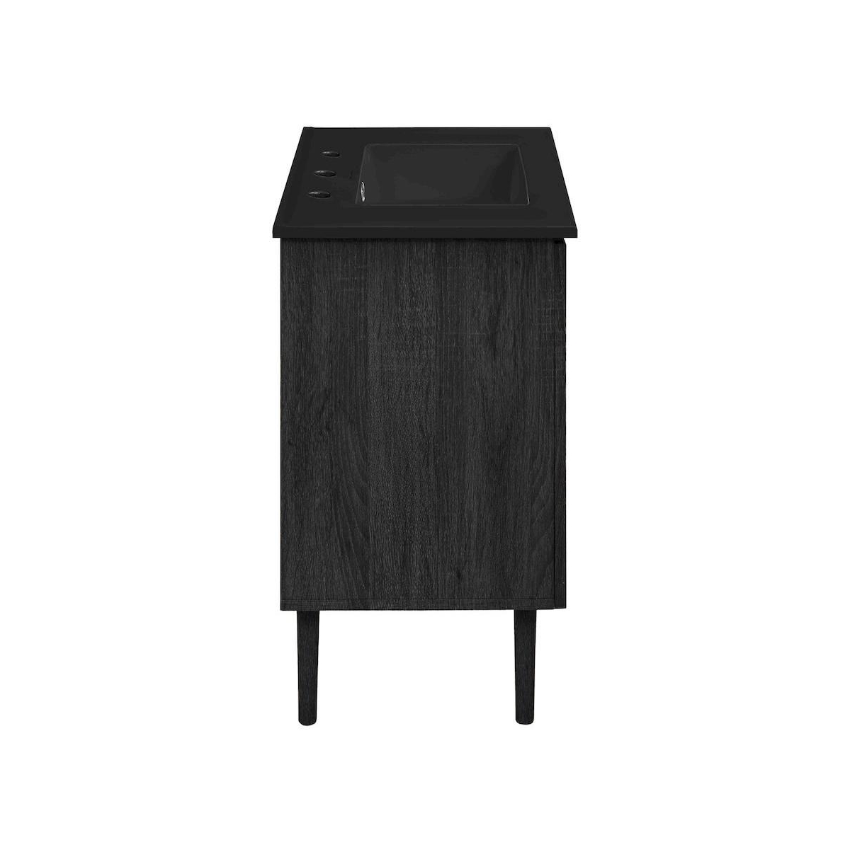 36" Freestanding Bathroom Vanity in Black Oak, Black 3-Hole Widespread Sink Top