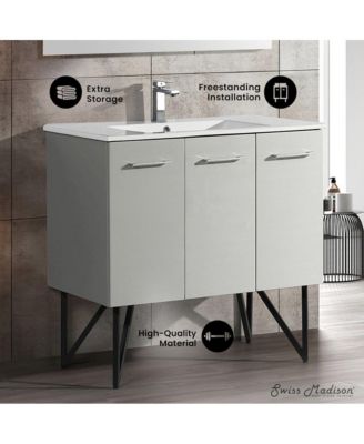 Annecy 36" Freestanding Bathroom Vanity in Gray with Sink Top