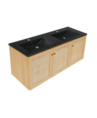 48" MDF Wall-Mounted Bathroom Vanity Double Basin Sink Top