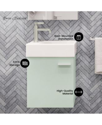 Wood 18" Wall-Mounted Bathroom Vanity