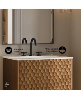 24" Freestanding Bathroom Vanity in Brown Oak with 3-Hole Centerset Sink Top