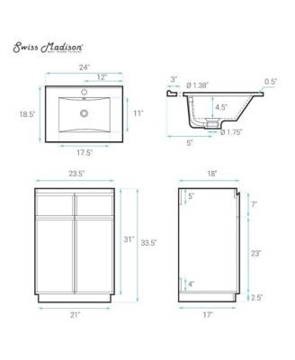 St. Tropez 24" Freestanding Bathroom Vanity in White Oak with Sink Top