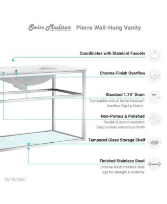 Pierre 48 Single, Open Shelf, Chrome Metal Frame Bathroom Vanity