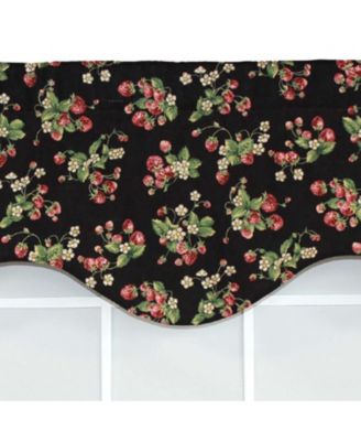 Strawberry Cornice 100% Cotton with Fully Lined 3" Rod Pocket Valnance for Windows 50" x 17" Black