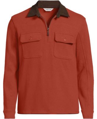 Men's Long Sleeve Corduroy Collar Bedford Rib Quarter Zip